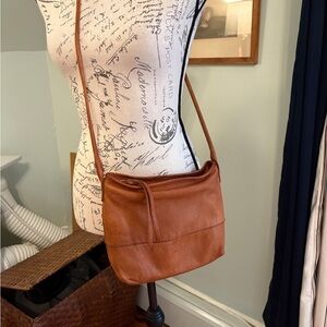 Margot Golden Tan Distressed Leather Crossbody Bag Purse